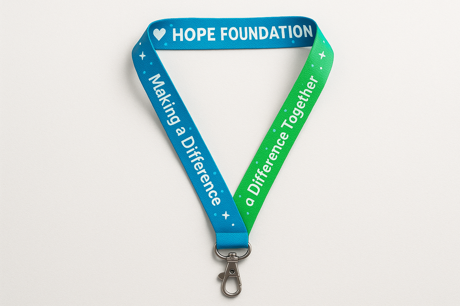 show me a lanyard design, full colour advertising a charity
